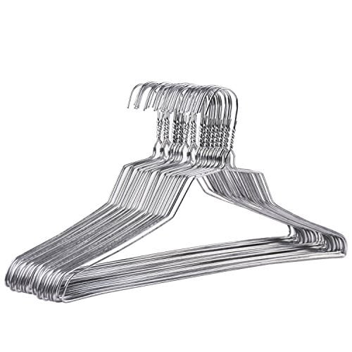 HANGERWORLD 100 Silver 16inch Metal 10 Gauge Wire Remat Pants Bar Coat Clothes Garment Hangers 